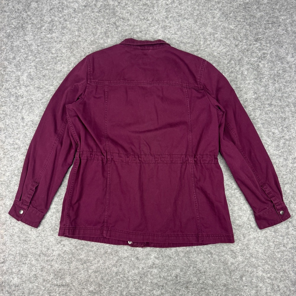Gap Womens Core Utility Field Jacket Burgundy Cotton Canvas Wine Red Large - Picture 3 of 9